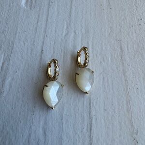 Anthropologie Gold and Cream Teardrop Earrings
